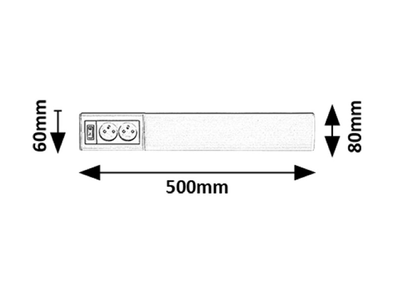 RABALUX 78040 Bath 2E svietidlo pod kuchynskú linku so zásuvkou š500mm LED 10W/900lm 4000K biela