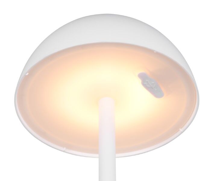TRIO Reality R54106131 RICARDO vonkajšia dotyková stolná lampa SMD LED V300mm 1,7W/240lm 3000K IP54 biela matná, nabíjateľná batéria, USB-C port