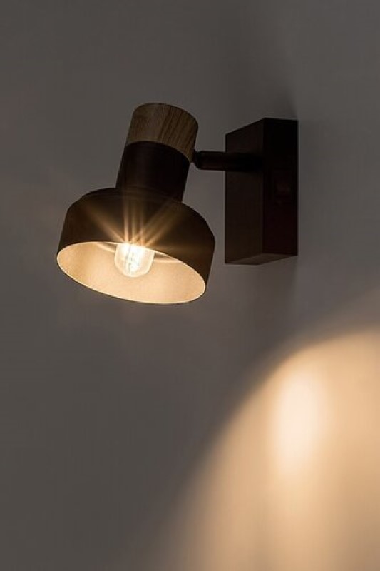 RABALUX 73055 Saskia nástenné bodové svietidlo/spot s vypínačom D100mm 1xE14 čierna, drevo