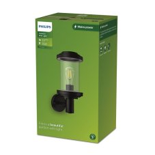 Philips 8720169266513 Outdoor Listra vonkajšie nástenné svietidlo 1xE27 IP44 čierna
