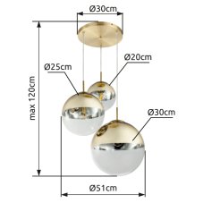 GLOBO 15855-3 VARUS závěsné svítidlo moderní / designové 3xE27 40W IP20 zlatá