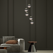 TRIO SELECT 344430507 ORBIT závěsné svítidlo D300mm SMD LED 5x8W/5x960lm 2300+3000+4000K černá, nikl matný, schwitchdimmer