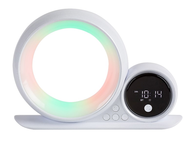 RABALUX 76109 Wakeway dekorační stolní lampička s hodinami LED 5W RGB bílá