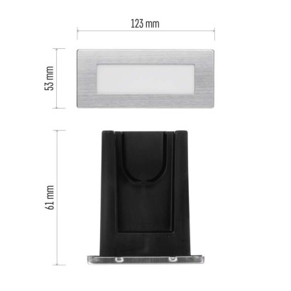 Emos ZC0110 LED AMAL vestavné svítidlo obdélník obdélník 123 × 53 × 61 mm 1,5W 55lm 4000K nerez