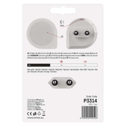 EMOS P3314 LED noční světlo do zásuvky s fotosenzorem, automatické vypnutí/zapnutí