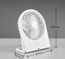 TRIO Reality R044-01 BREEZY ventilátor 3 rychlostní stupně, nabíjecí baterie, USB-C port, bílá