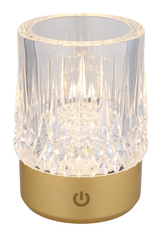 GLOBO 21044 LIZZY dekoračné osvetlenie V105mm LED 1W 110/95lm 3000K zlatá, USB Cable incl., dekoračné kamene ružové, krištáľový efekt, darčekové balenie, 3StepDIM