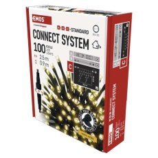 EMOS D1CW01 spojovací vánoční řetěz - rampouchy CLASSIC 100 LED 2,5m 5W teplá bílá, IP44, barva drátu - černá, bez adaptéru
