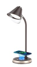 Immax 08971L FINCH stolní lampa LED 9W 150-450lm 3000-6000K, hnědá, zlatá, stmívatelné, Qi bezdrátové nabíjení pro chytré telefony, CCT