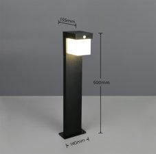 TRIO Reality R53286132 COLOMBO solárne stojanové svietidlo/stĺpik so senzorom V500mm SMD LED 5,5W/650lm 4000K IP44 čierna matná, hybrid