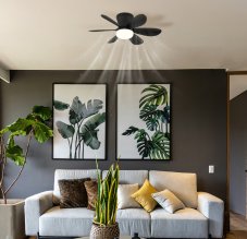Stropní ventilátor se světlem LED 2700–6500K čierna, opálová IP20 GLOBO lighting DELORES 03625S časovač