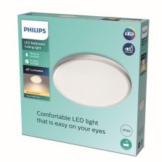 Philips Spray LED CL260 Stropné svítidlo do koupelny kruhové 12W/1200lm 287mm 2700K IP44 stříbrná