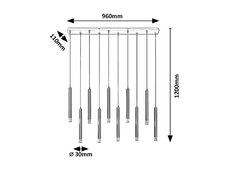 RABALUX 72365 Ramira závesné svietidlo 10xG9 zlatá, priehľadná