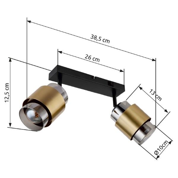GLOBO 15560-2 MILLEY nástenné bodové svietidlo/spot s vypínačom 2xE27 matná čierna, dymová
