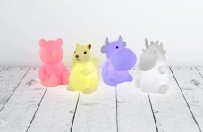 GLOBO 28034-20 KRAKA stolní lampička dětská, zvířátko mix V110mm LED RGB, vrátané baterií 3xLR44, bílá