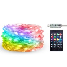 RABALUX SMART LIGHT 77123 Biri vonkajšia svetelná reťaz 5m LED 2,8W RGB IP44 priehľadná, stmievateľná, diaľkový ovládač
