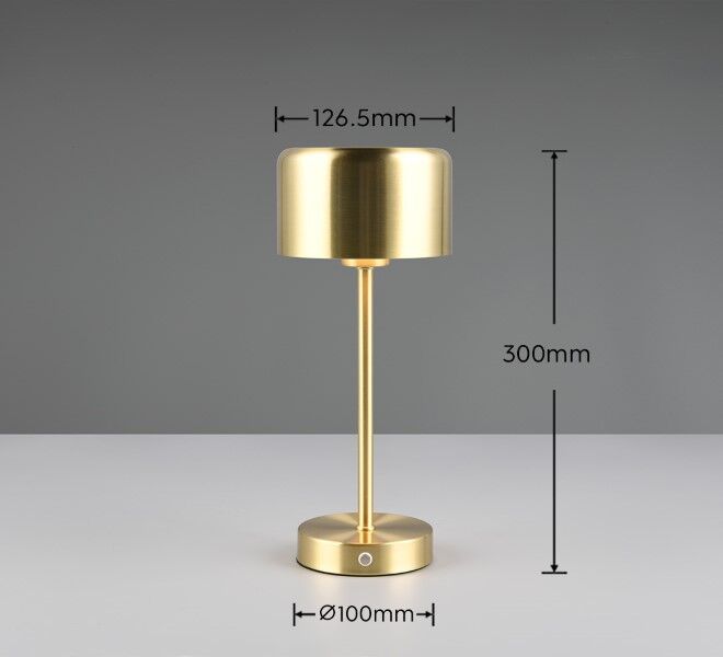 TRIO Reality R59151108 JEFF dotyková stolná lampička SMD LED 1,5W/120lm 3000K mosadzná matná, biela, nabíjateľná batéria, USB-C port