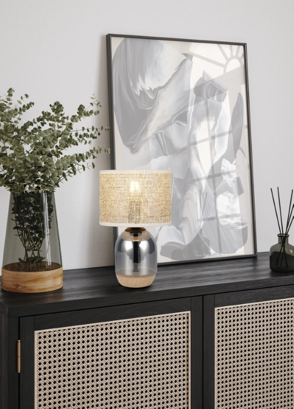 TRIO 564900157 TARA stolní lampička V320mm 1xE27 chromová, přírodní