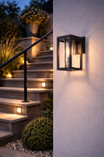 RABALUX 77085 Zernest vonkajšie nástenné svietidlo 1xE27 IP54 čierna, priehľadná