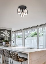 TRIO SELECT 617500354 BARRET stropní svítidlo D380mm 3xE14 černá matná, kouřová