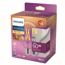 Philips 8719514323957 LED žárovka E27 5,9W/60W 806lm 2200-2700K G93 filament WarmGlow Dimmable