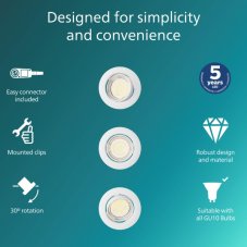 Zapuštěné svítidlo GU10 biela IP20 PHILIPS Peridot 8721103036971 balení 3 ks