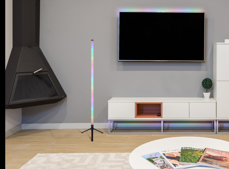 GLOBO 28062 ROCKY dekorační osvětlení - stojací lampa V1130mm LED 7 RGB černá, dúhový efekt, USB Cable incl., dálkový ovladač