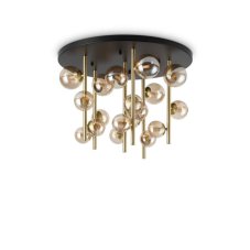 Ideal Lux 328379 PERLAGE stropné svietidlo 18xG9 D750mm saténová mosadz, jantárová