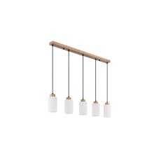 Závesné svietidlo 5x E27 drevo, opálová IP20 GLOBO lighting ROWENA 15977-5H