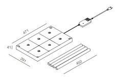 REDO MC6 Tao / Iluna příslušenství - multikontaktní nabíječka pro 6 lamp, matná černá, kabel 3m + adaptér