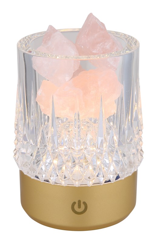 GLOBO 21044 LIZZY dekoračné osvetlenie V105mm LED 1W 110/95lm 3000K zlatá, USB Cable incl., dekoračné kamene ružové, krištáľový efekt, darčekové balenie, 3StepDIM