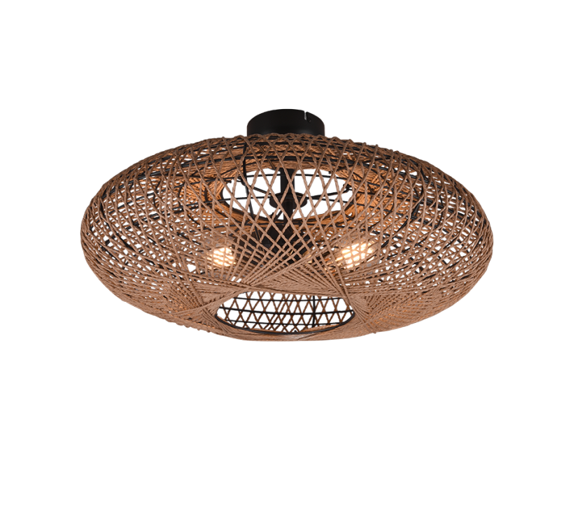 TRIO 612300236 HEDDA stropné svietidlo D520mm 2xE27 matná čierna, sisal