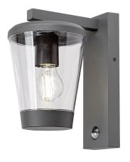 RABALUX 7267 Savano exteriérové nástěnné svítidlo 1xE27 IP44 antracit, průhledná, soumrakový a pohybový senzo