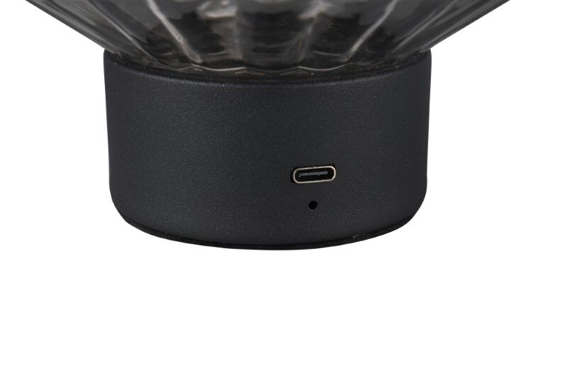 TRIO Reality R57761154 LORD dotyková stolná lampička SMD LED 1,5W/100lm 3000K čierna matná, dymová, nabíjateľná batéria, USB-C port