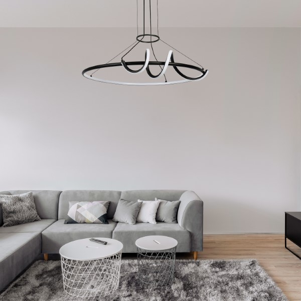 RABALUX 72022 Menazi závěsné svítidlo D635mm LED 46W/4160lm 3000-6500K černá, bílá, stmívatelné, dálkový ovladač