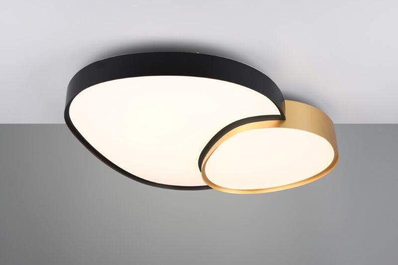 TRIO 647519280 RISE stropní svítidlo SMD LED 45W/5300lm 2700-6500K černo-zlatá, stmívatelné, dálkový ovladač