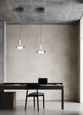 TRIO 354910132 CELESTE závěsné svítidlo D220mm SMD LED 10W/1100lm 3000K černá, dřevo, switchdimmer