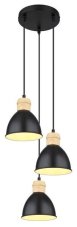 GLOBO 54018-3HS WIHO závesné svietidlo 3xE27 D200mm čierna matná, imitácia dreva