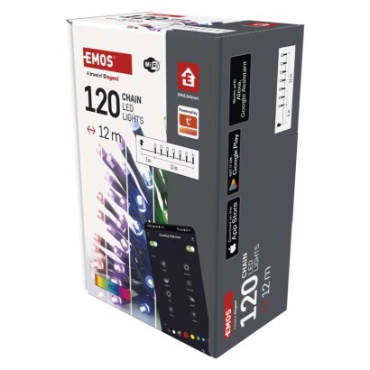 EMOS D4ZR02 GoSmartLED Vánoční řetěz 12m 64 módů svícení, multicolor IP44