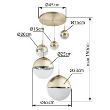 GLOBO 15855-5 VARUS závěsné svítidlo moderní / designové 3xE27 40W IP20 zlatá