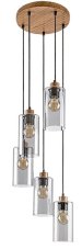 RABALUX 72125 Tanno závěsné svítidlo 5xE27 D250mm imitace dřeva, kouřová