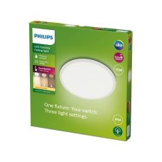 Philips 8719514417953 SuperSlim venkovní stropní svítidlo LED 15W/1300lm 2700K IP54 bílá SceneSwitch