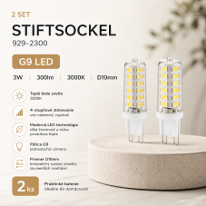TRIO 929-2300 STIFTSOCKEL LED žárovka G9 3W/300lm 3000K D10mm průhledná 2-set