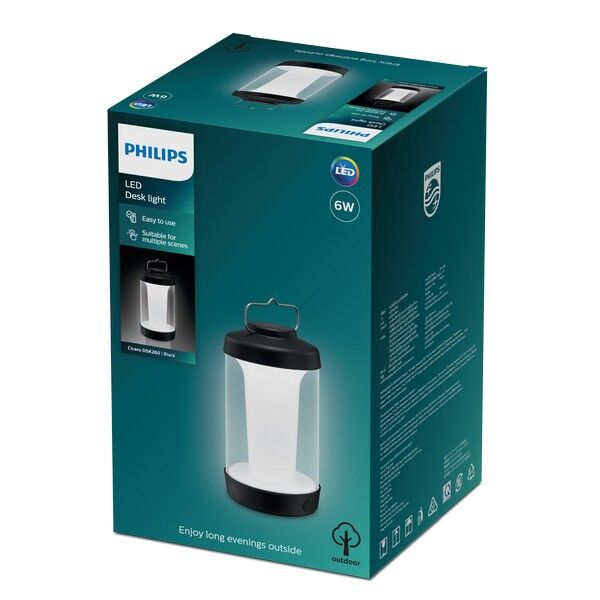 Philips 8719514443730 Cicero kempingová vonkajšia lampa/lampáš prenosná LED 3W/180lm 5000K USB IP54 čierna SOS stmievateľná