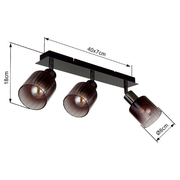 GLOBO 54313-3 SATELLA stropní bodové svítidlo/spot 3xE14 černý chrom, průhledná měděná