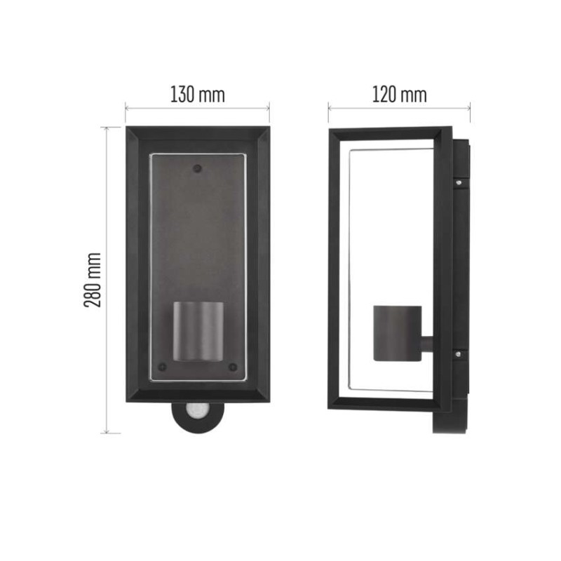 EMOS ZGH040P MALVA venkovní nástěnné svítidlo E27 130 × 120 × 280  IP44 se senzorem černá