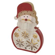 DCWW24 EMOS vánoční dekorace LED dřevěná – santa, 30cm, 2xAAA, teplá bílá, časovač