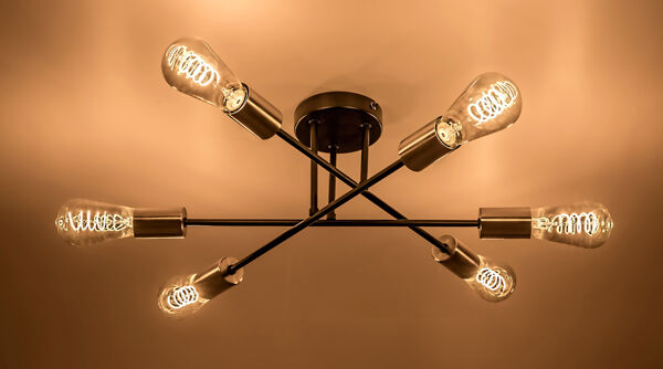 RABALUX 71026 Branwen stropní svítidlo 6xE27 D570mm matná černá, saténový chrom