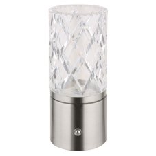 GLOBO 21010N LUNKI dotyková stolní lampička V190mm LED 2,5W/185lm 2700+6500+4000K matný nikl, průhledná, včetně baterie CR18650 1800mAh 3,7V, USB-A 2.0 - USB-C