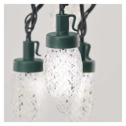 D5ZC01 EMOS Retro vánoční řetěz LED – šišky 9,8m zelený drát, studená bílá, 8 módů, IP44